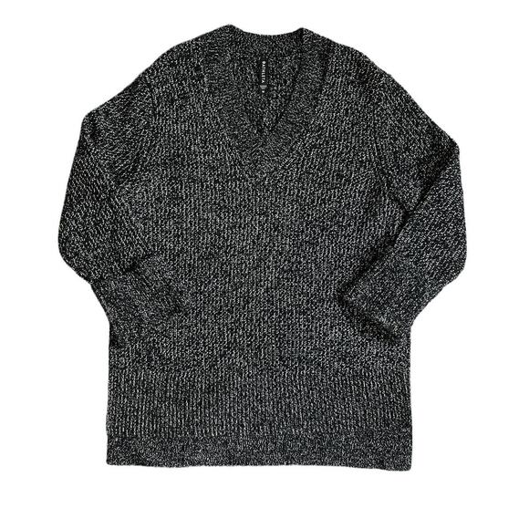 Athleta Shasta V-Neck Sweater Black Marl  Long Size M Wool Blend - Picture 2 of 9